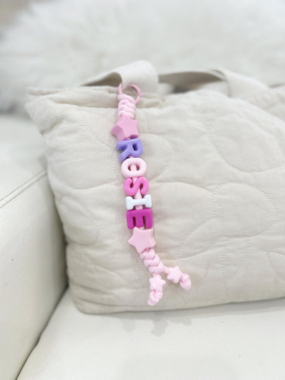 Personalized Beaded Name Keychain: Handmade Baby Backpack Charm