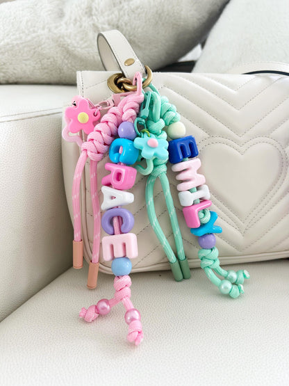Personalized Beaded Name Keychain: Handmade Backpack Charm