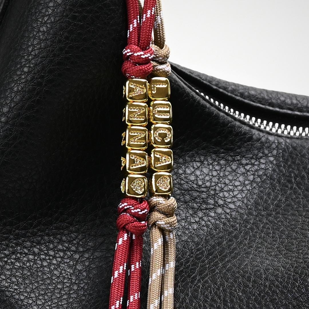 Custom Name Rope Bag Charm, Braided Paracord Purse Accessory, Handmade Keychain for Personalized Gift