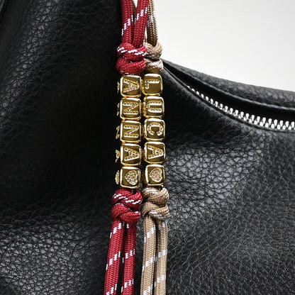 Custom Name Rope Bag Charm, Braided Paracord Purse Accessory, Handmade Keychain for Personalized Gift