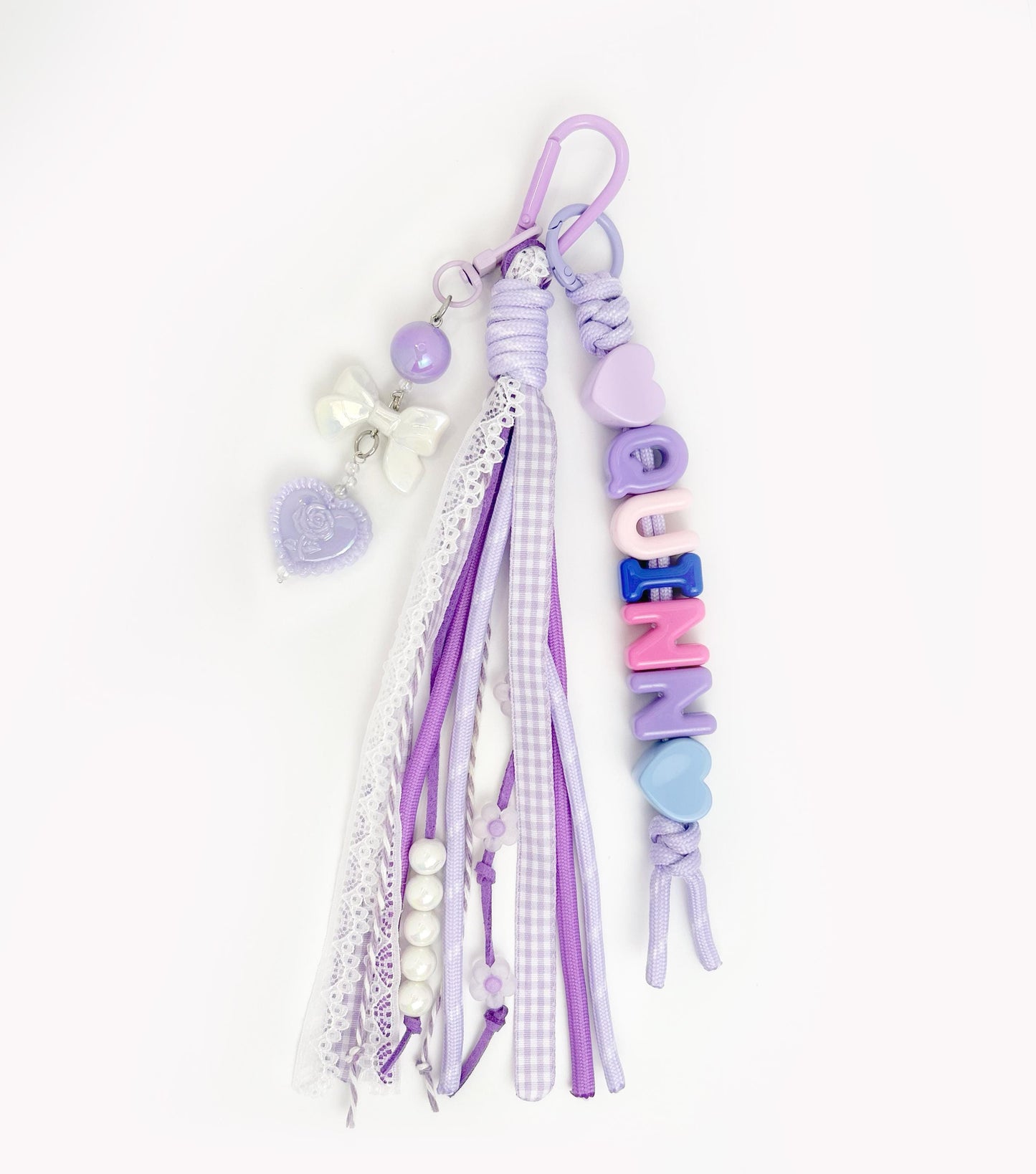 Personalized Name keychain Pink Heart Ribbon Girl Gift
