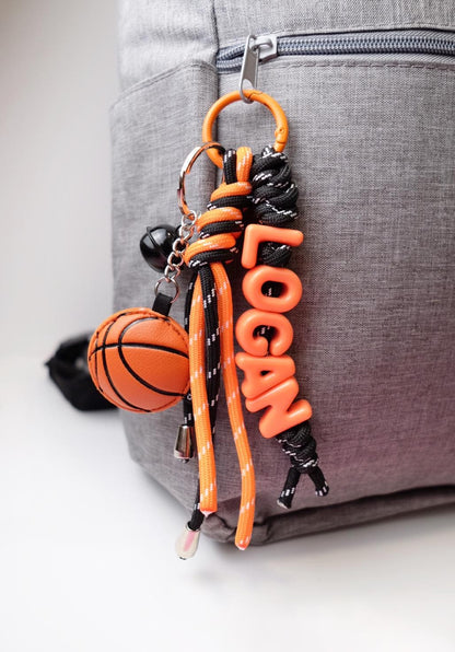 Personalized Sports Name Keychain Gift - Custom Name with Soccer Baseball Basketball