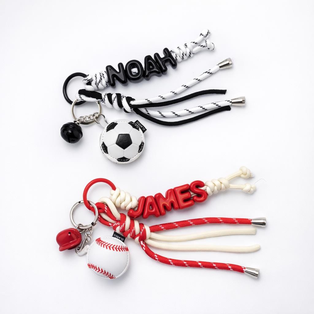 Personalized Sports Name Keychain Gift - Custom Name with Soccer Baseball Basketball