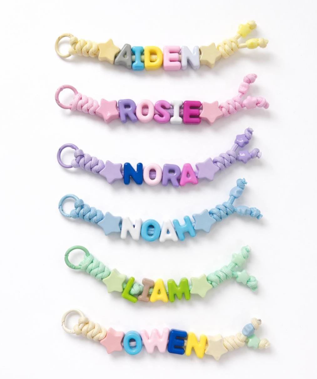 Personalized Beaded Name Keychain: Handmade Baby Backpack Charm