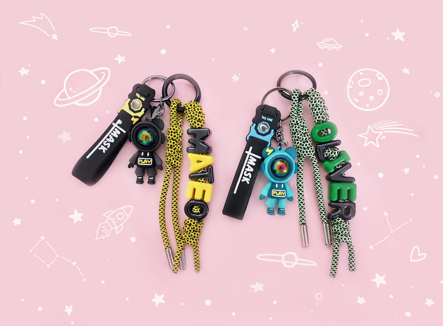 Personalized Astronaut Keychain, Custom Name Paracord Lanyard, Space Gift
