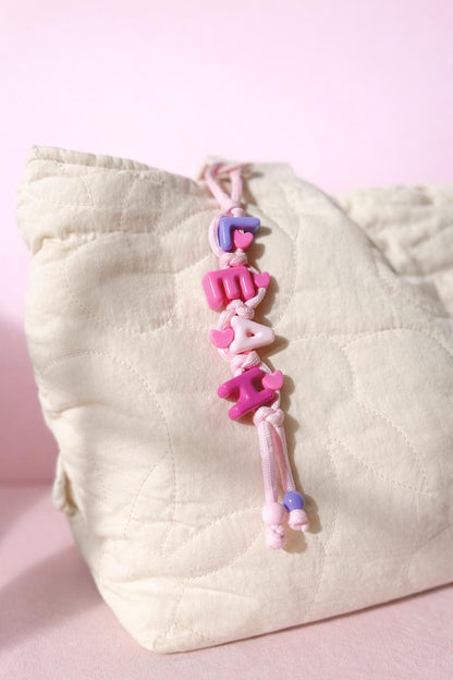 Personalized Beaded Name Keychain: Handmade Backpack Bag Charm