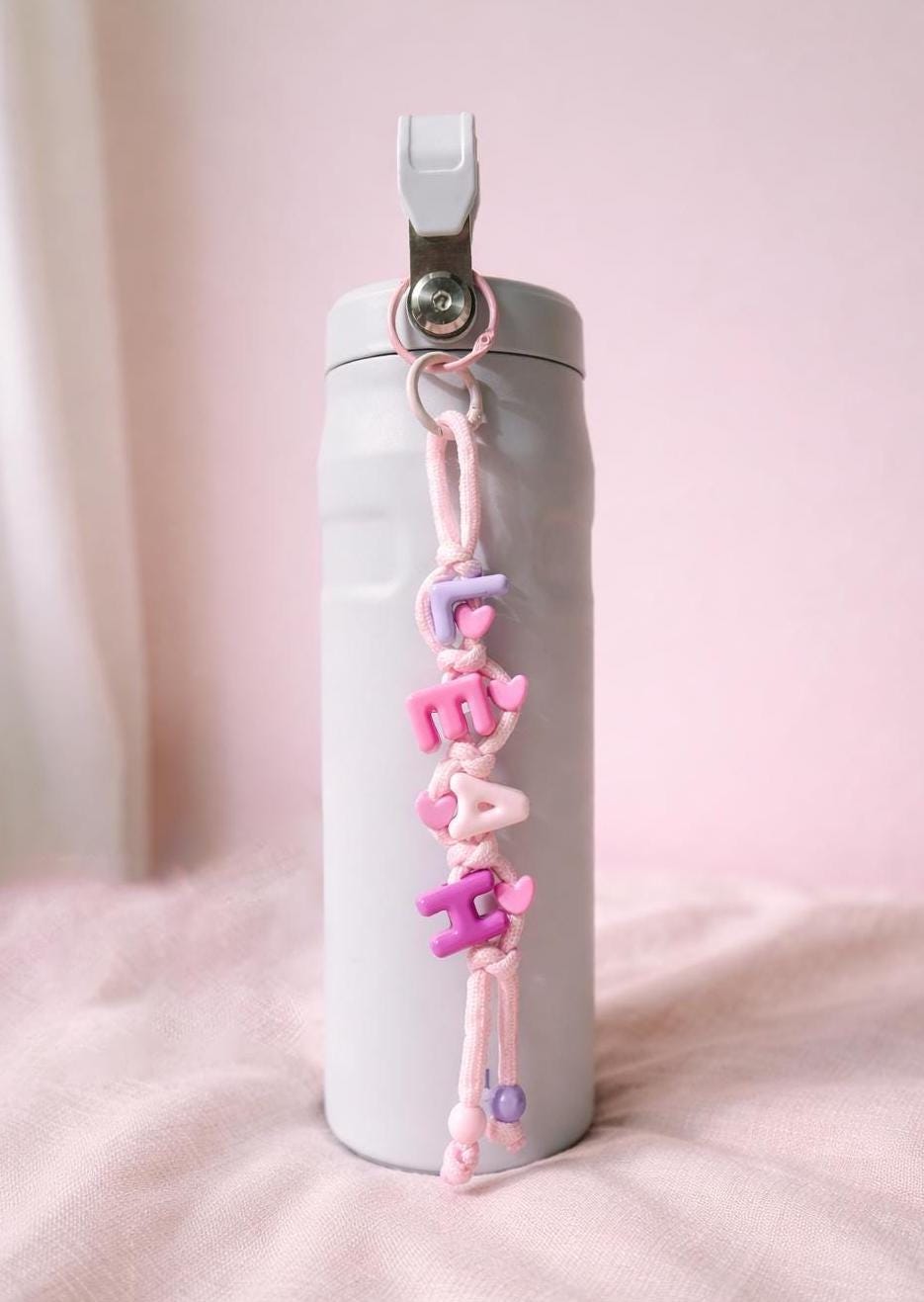 Personalized Beaded Name Keychain: Handmade Backpack Bag Charm