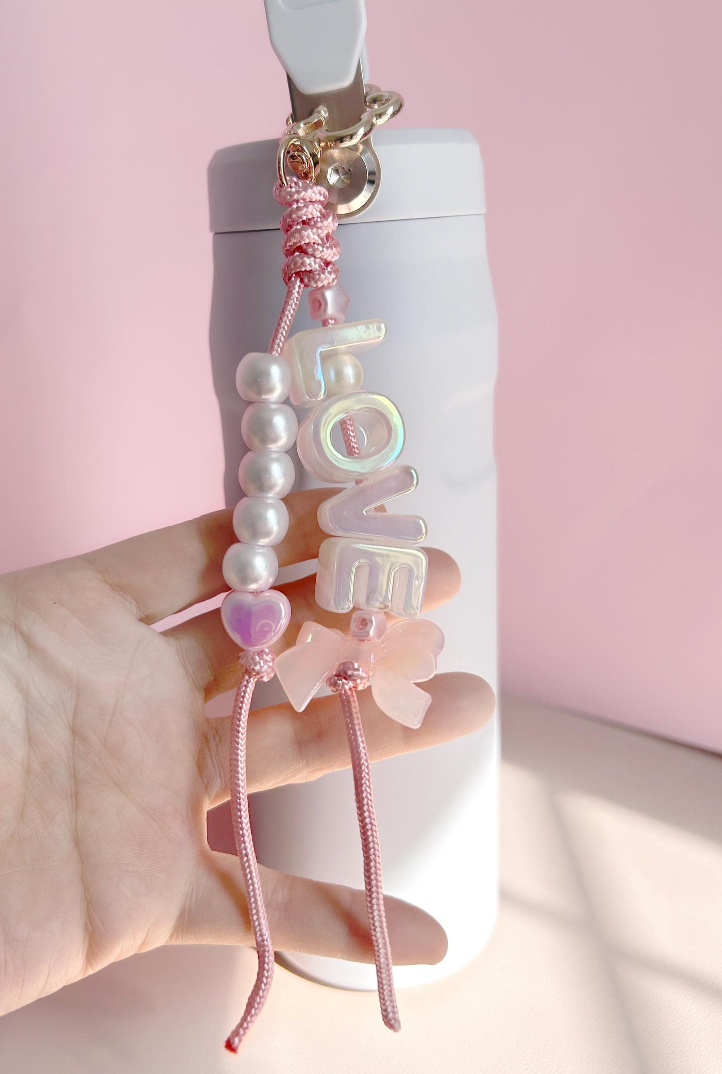 Personalized Iridescent Name Keychain – Custom Beaded Charm Mother’s Day Gift