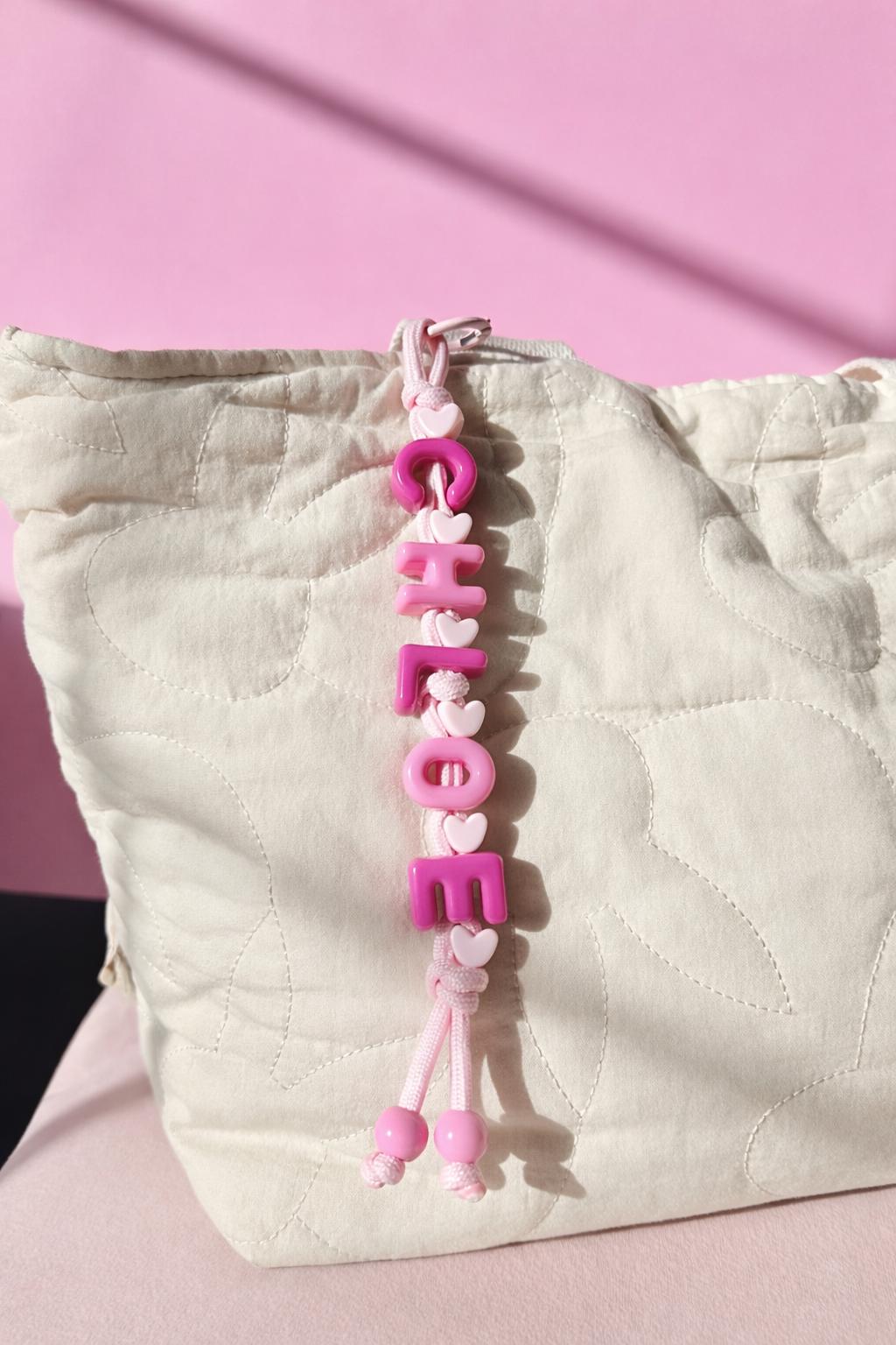 Personalized Beaded Name Keychain: Handmade Backpack Bag Charm