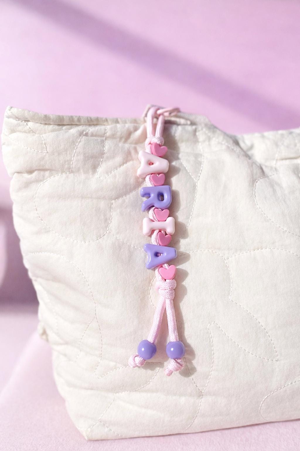 Personalized Beaded Name Keychain: Handmade Backpack Bag Charm