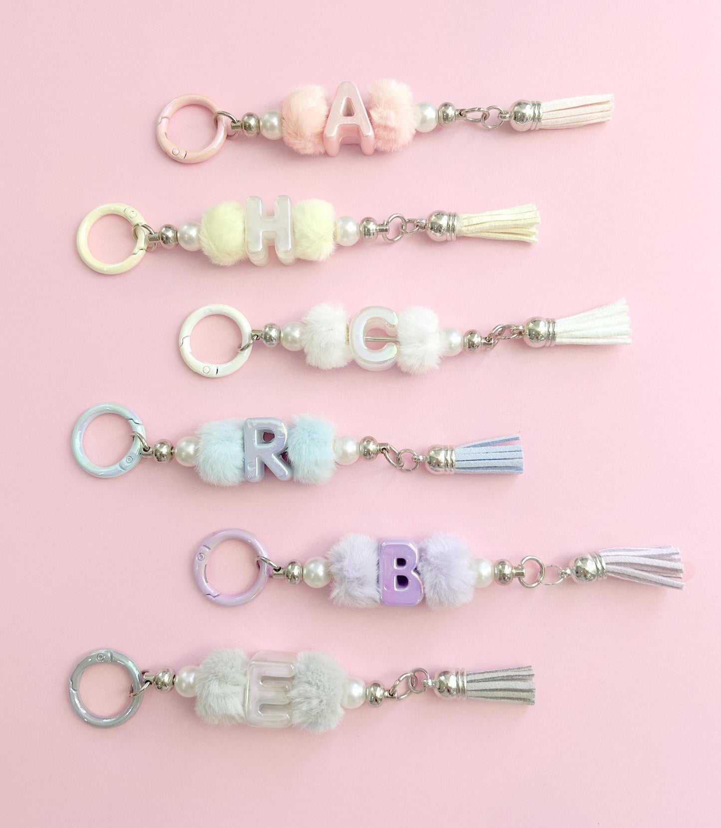 Personalized Iridescent Letter Keychain - Custom Handmade Bag Charm Purse charm Bridesmaids gift