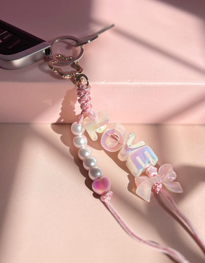 Personalized Iridescent Name Keychain – Custom Beaded Charm Mother’s Day Gift