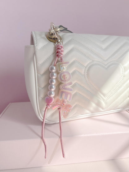 Personalized Iridescent Name Keychain – Custom Beaded Charm Mother’s Day Gift