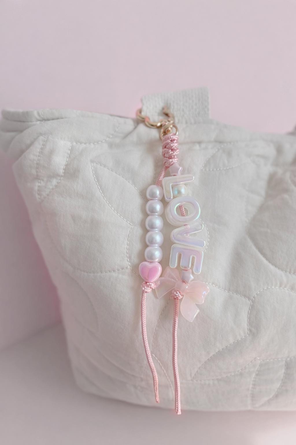 Personalized Iridescent Name Keychain – Custom Beaded Charm Mother’s Day Gift