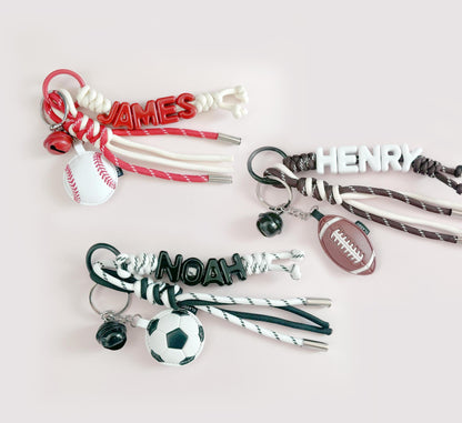 Personalized Sports Name Keychain Gift - Custom Name with Soccer Baseball Basketball