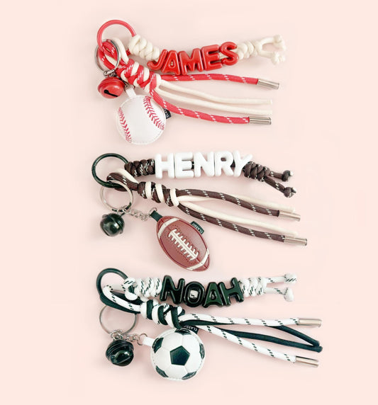 Personalized Sports Name Keychain Gift - Custom Name with Soccer Baseball Basketball