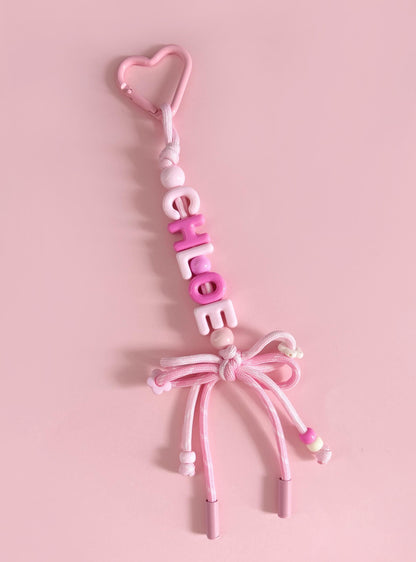 Personalized Beaded Name Keychain: Custom School Bag Charm, Back to School