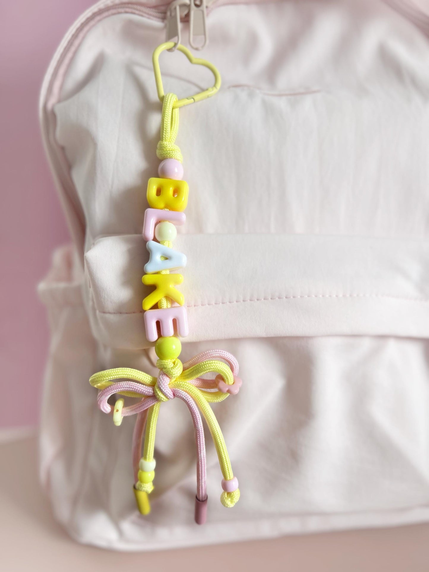 Personalized Beaded Name Keychain: Custom School Bag Charm, Back to School