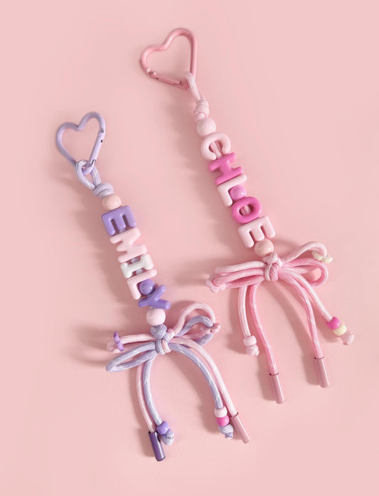 Personalized Beaded Name Keychain: Custom School Bag Charm, Back to School