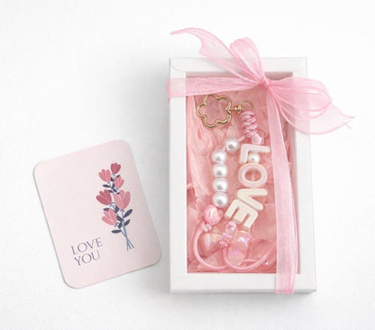 Personalized Iridescent Name Keychain – Custom Beaded Charm Mother’s Day Gift