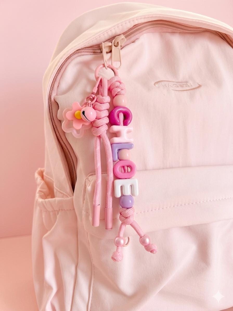 Personalized Beaded Name Keychain: Handmade Backpack Charm