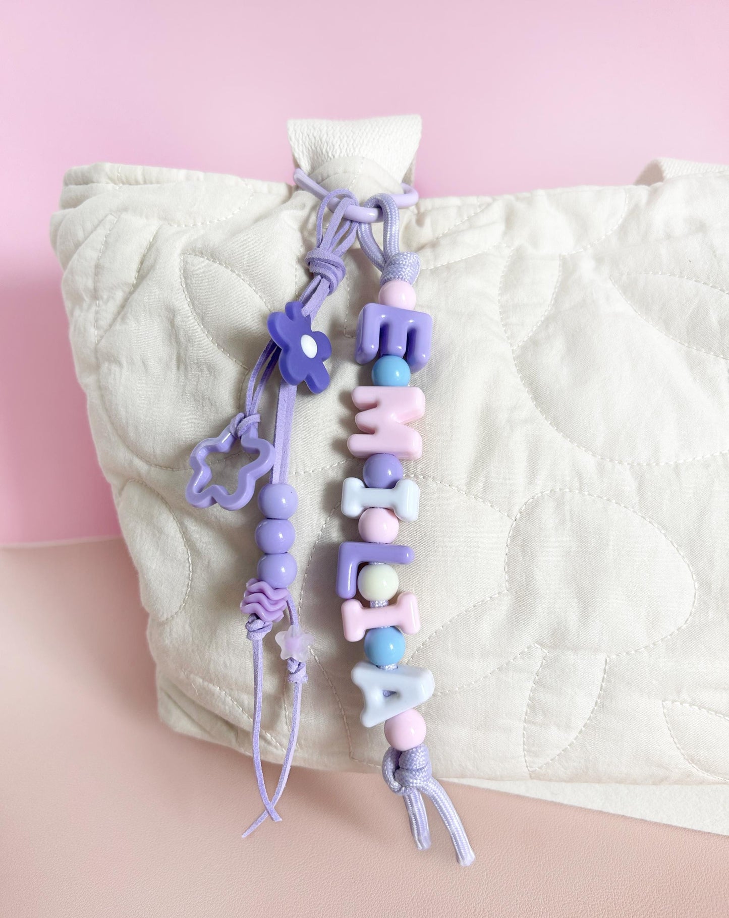 Personalized Beaded Name Keychain: Handmade Custom bag Charm