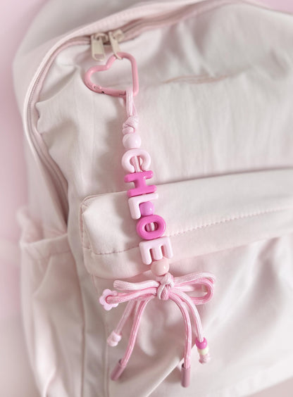 Personalized Beaded Name Keychain: Custom School Bag Charm, Back to School