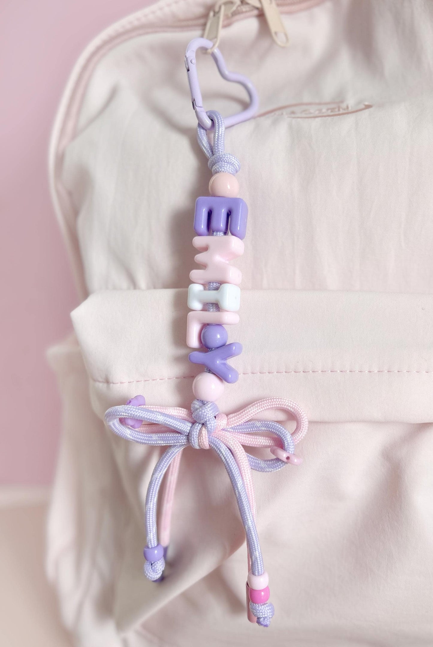 Personalized Beaded Name Keychain: Custom School Bag Charm, Back to School