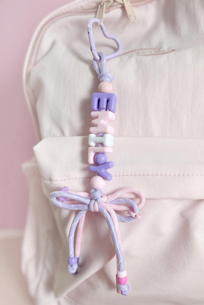 Personalized Beaded Name Keychain: Custom School Bag Charm, Back to School