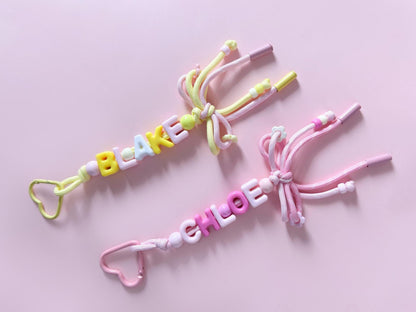 Personalized Beaded Name Keychain: Custom School Bag Charm, Back to School