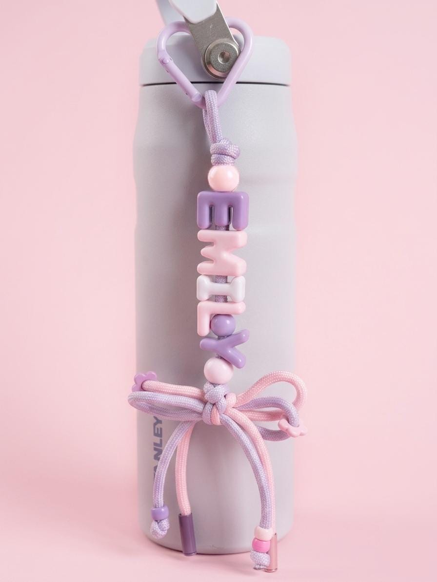 Personalized Beaded Name Keychain: Custom School Bag Charm, Back to School